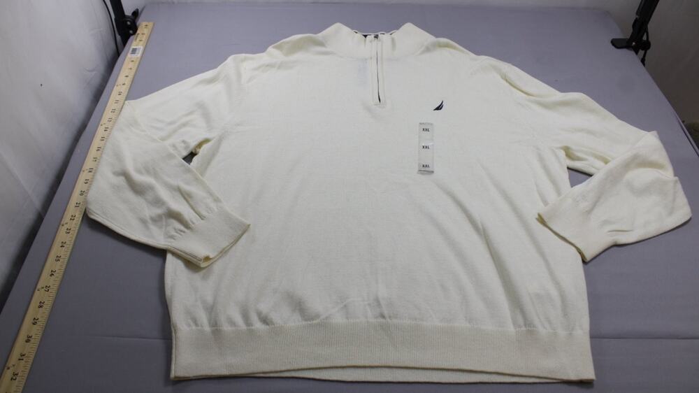 Nautica Sweater Navtech Mens XXL Sailcream Mock Neck Embroidered NWT Stretch
